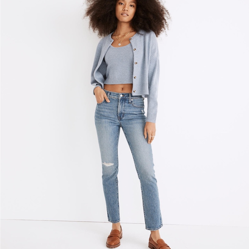 Madewell Mid-Rise Perfect Vintage Jean in Ainsdale. Knee-Rip. Size 25. NWT